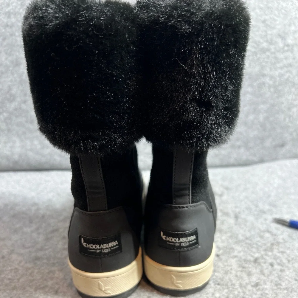 Koolaburra by UGG Womens Black Suede Faux Fur Winter Boots Snow Boots Size 6